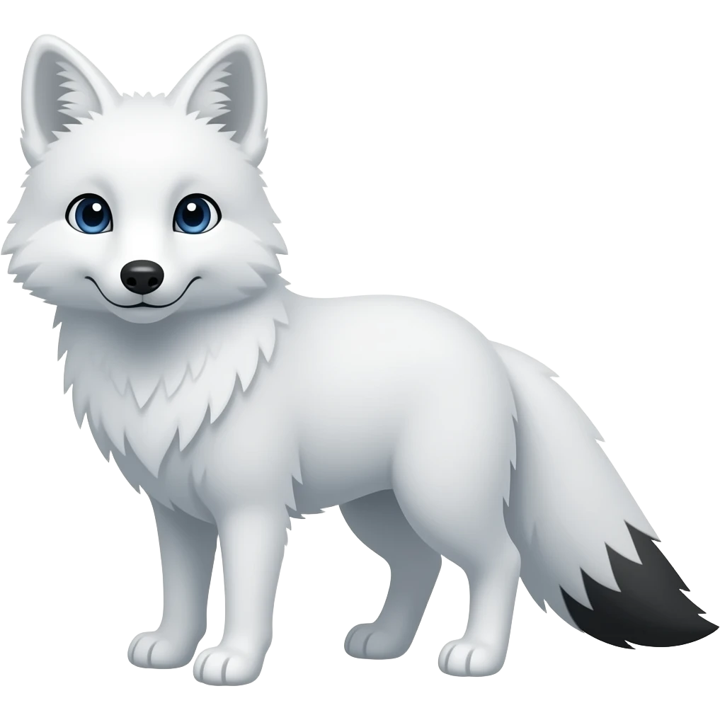 An Arctic Fox with black on the end of his tail emoji