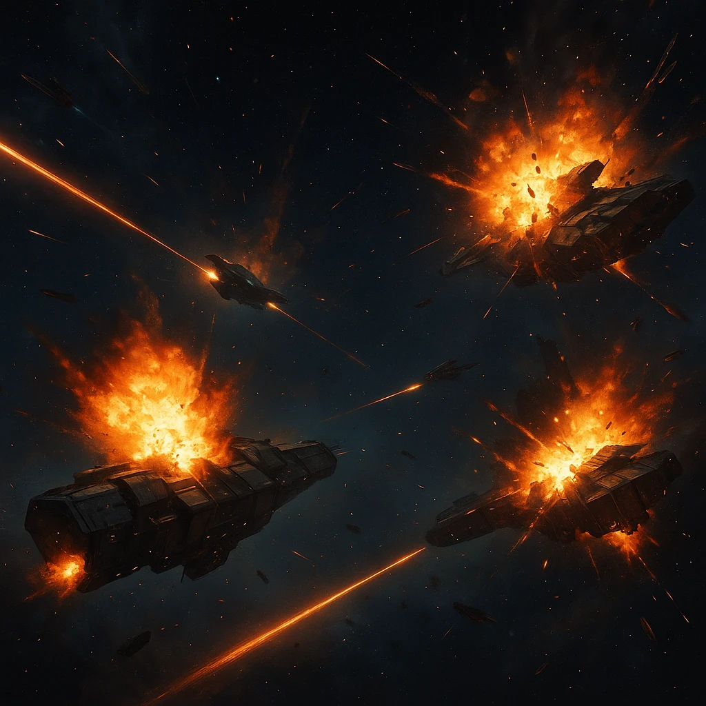 explostions of ships in a space battle emoji