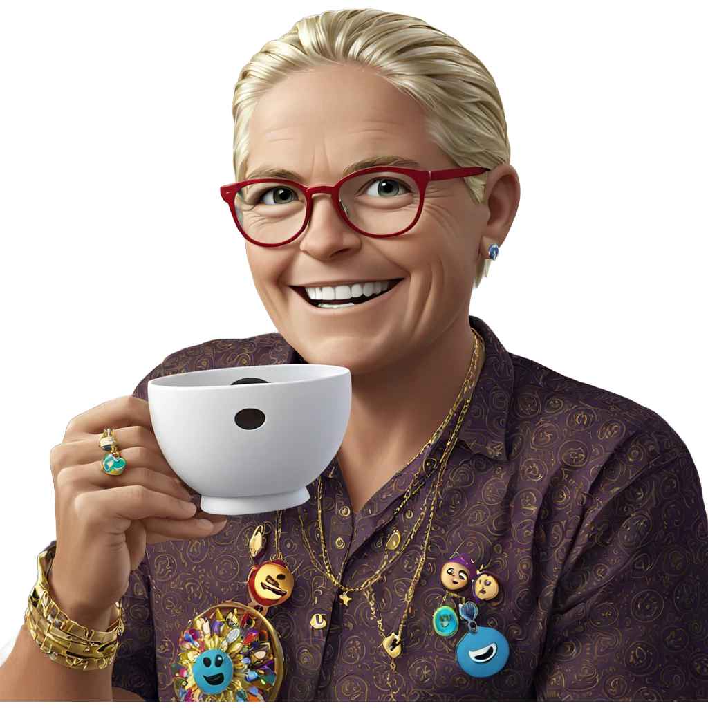 smiling boy with jewelry indoors emoji