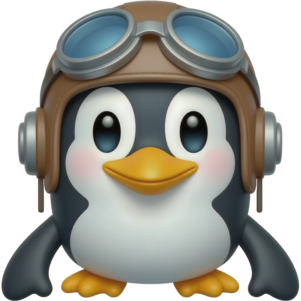 Penguin wearing open cockpit glasses smiling headshot emoji