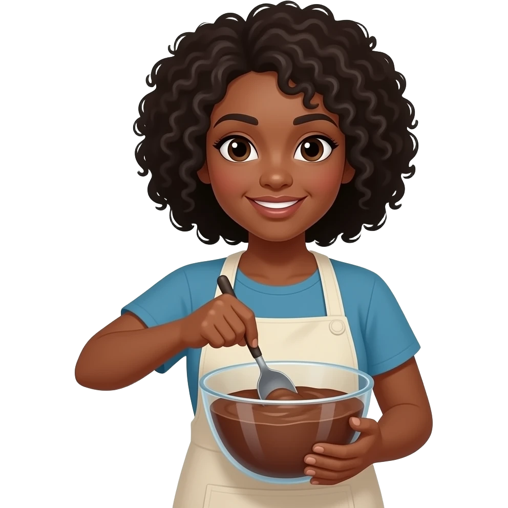 a black woman mixing a brownie batter emoji