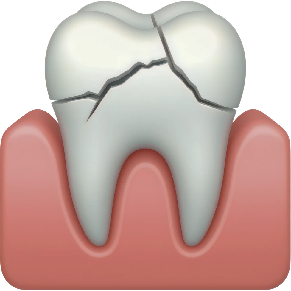 single tooth with crack and red inflamed gum around it emoji