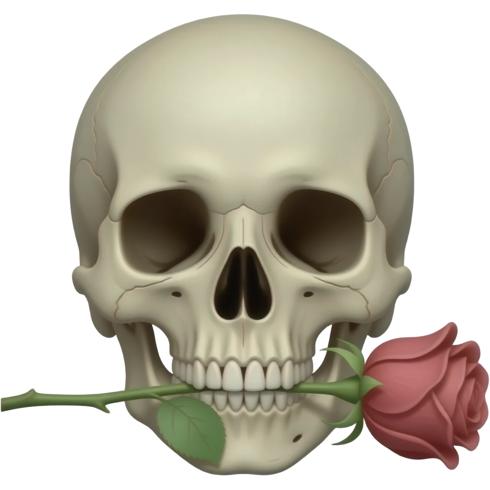 Skull holding a dead rose emoji