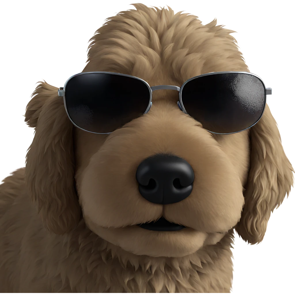 fluffy dog in sunglasses emoji
