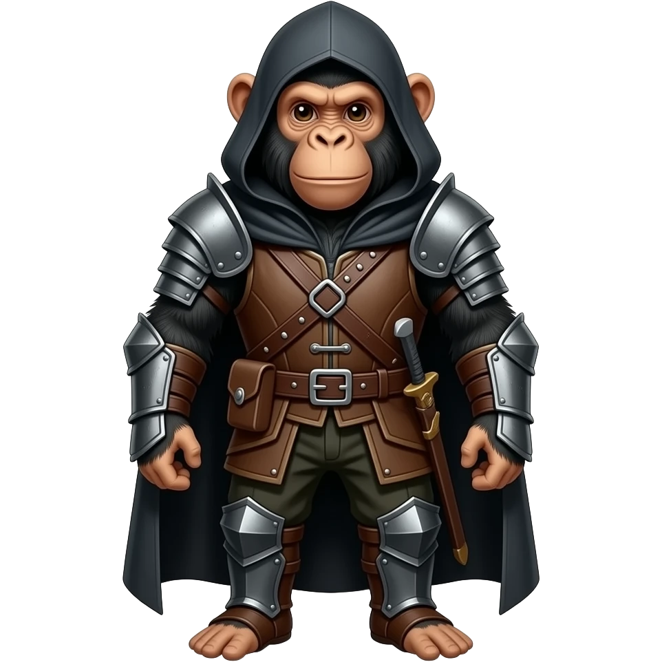 A chimpance dressed in medieval bandido outfit emoji