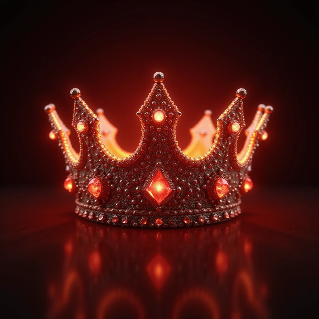a big red crown with glowing effect and gems, ultra-realistic, shiny and majestic emoji