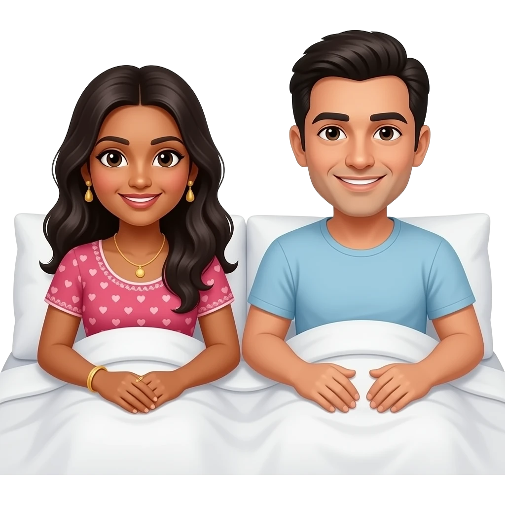 indian woman and white man in bed emoji