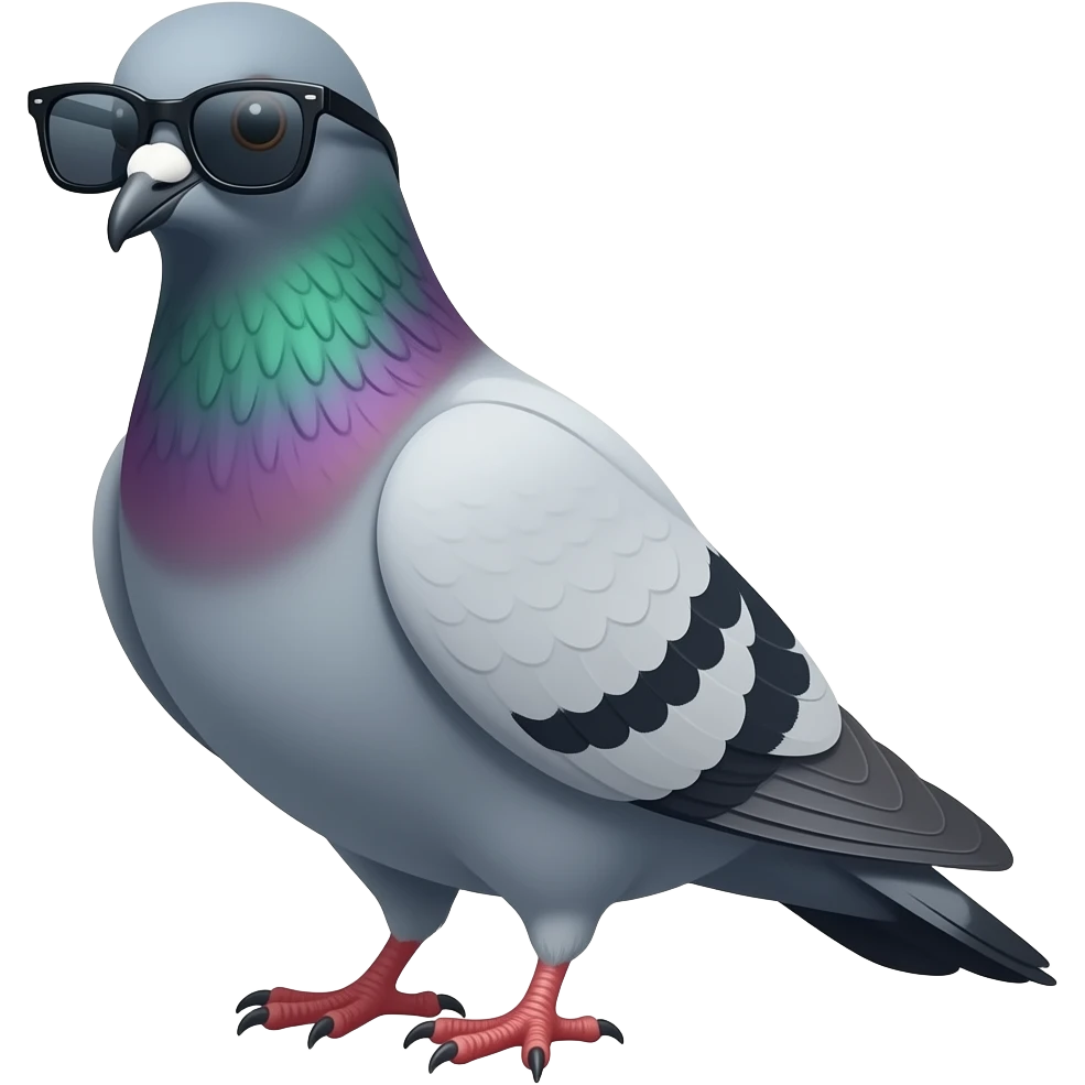shpioniro golubiro, secret agent pigeon in sunglasses emoji