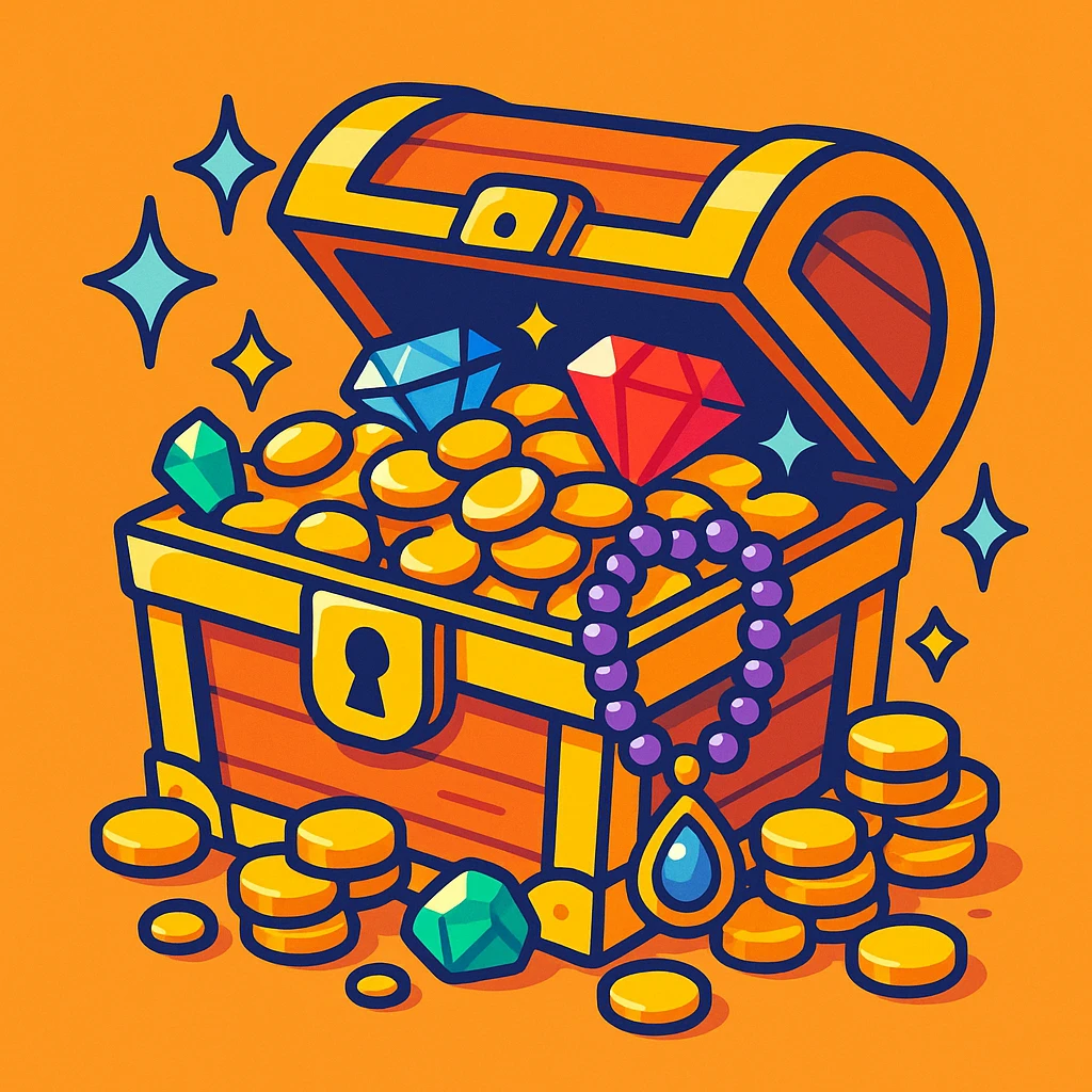 treasure chest, vibrant cartoon style emoji