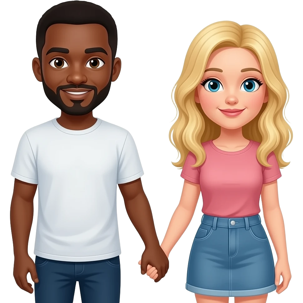 Black man holding hands with blonde girlfriend emoji