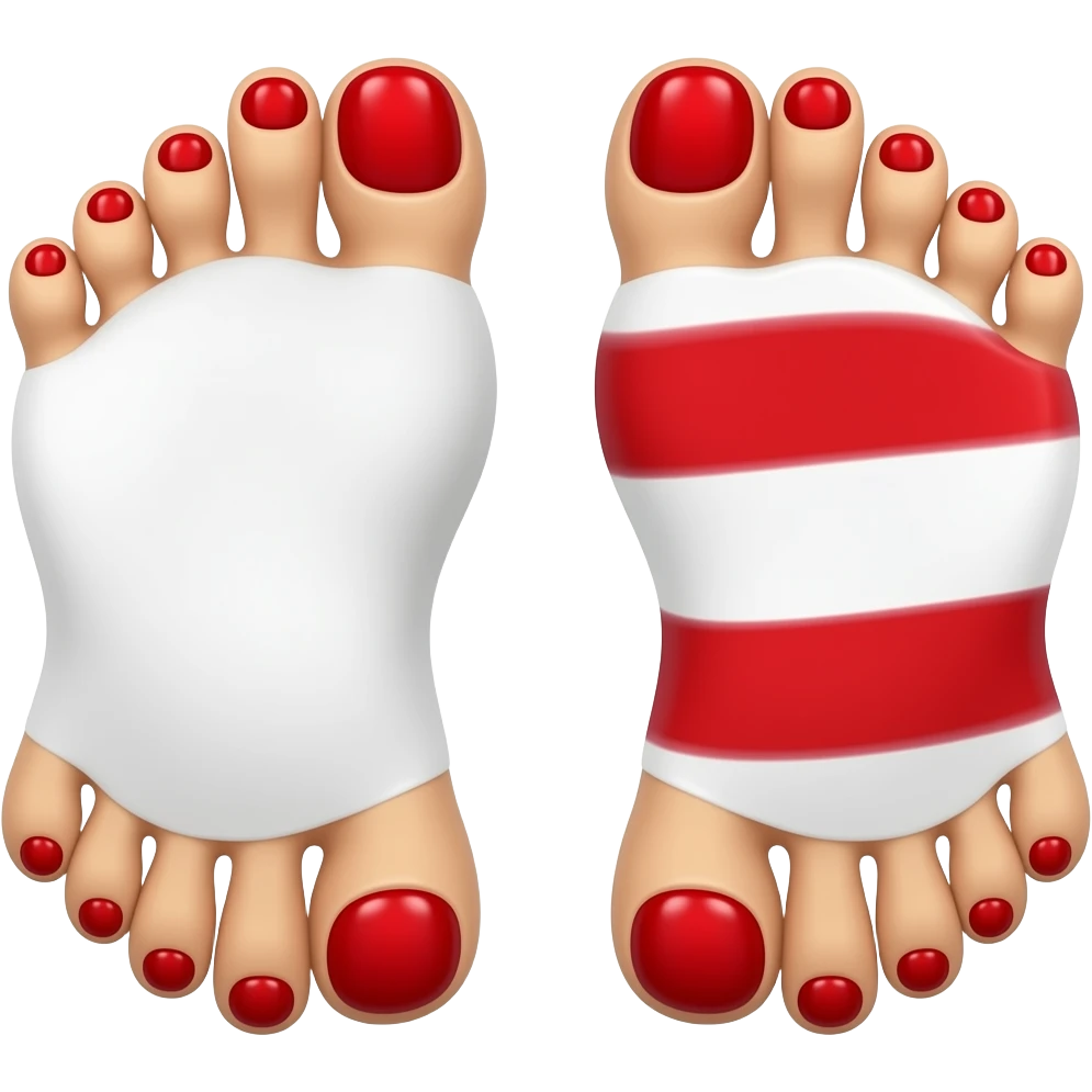 White rinkly feet with red long toenails emoji