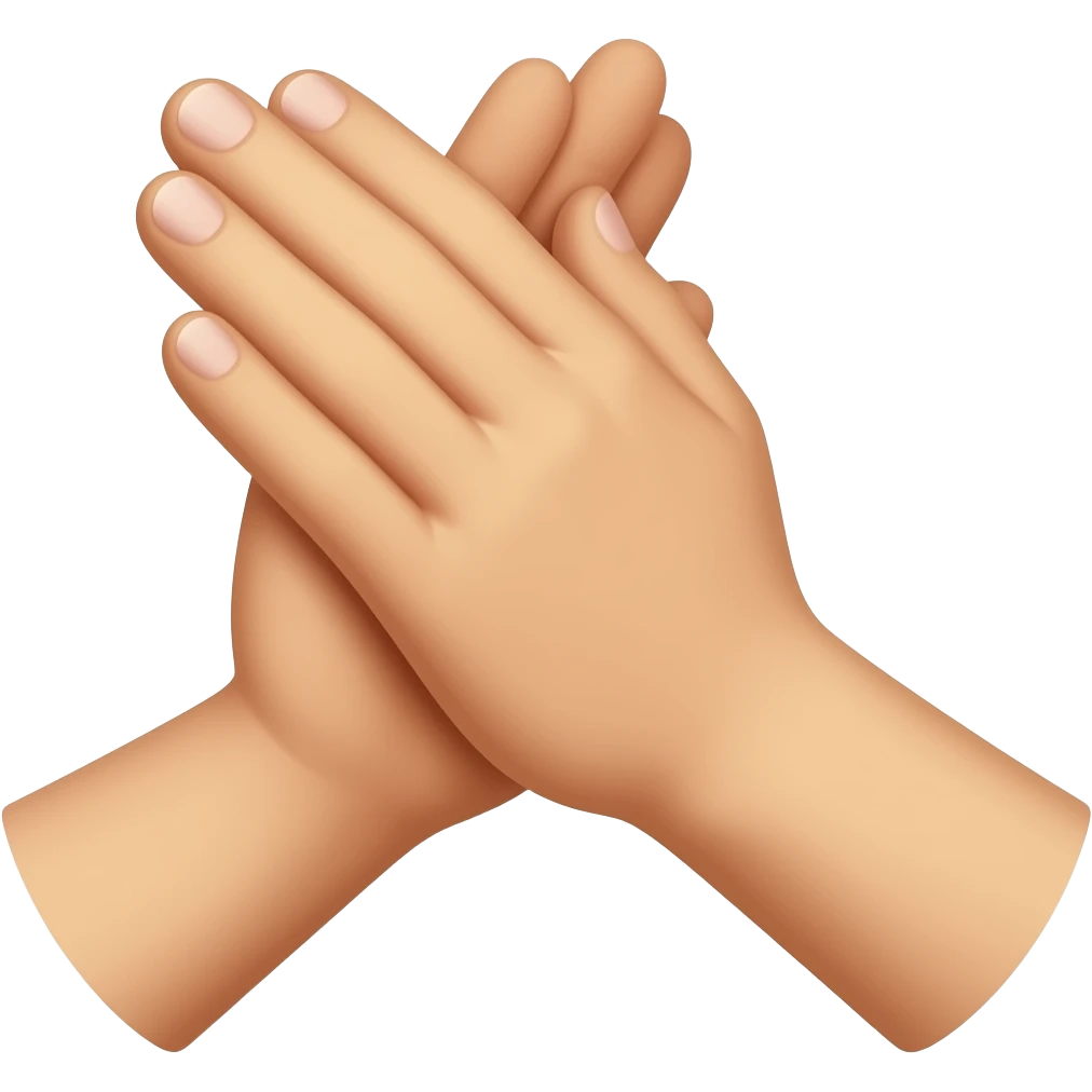 Two hands clapping with the knuckles making contact emoji