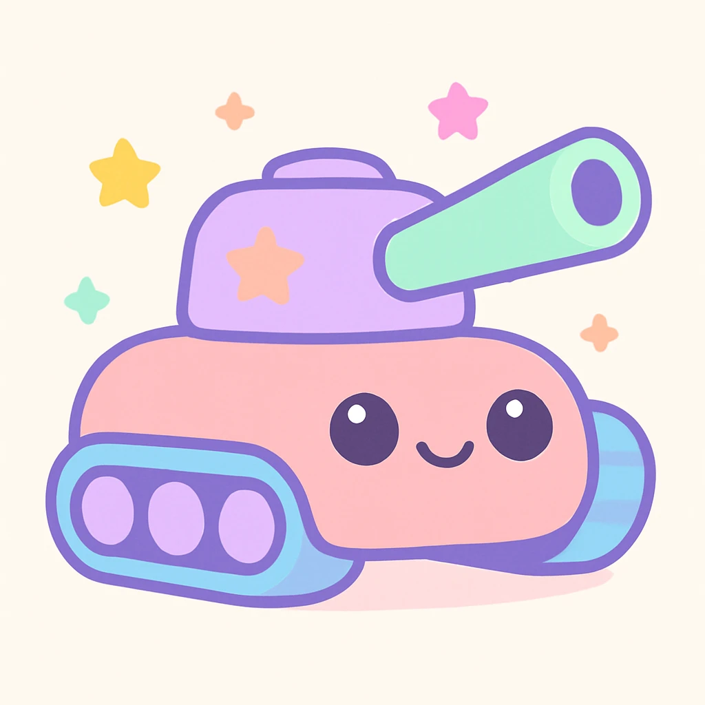 cute cartoon style tank, adorable, colorful, friendly emoji