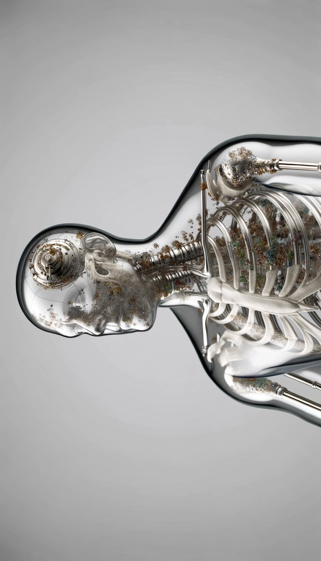 CORPO UMANO ANATOMICO seduto su un lettino da fisioterapista, SFONDO CHIARO NEUTRO, IPERREALISTICO 4K emoji