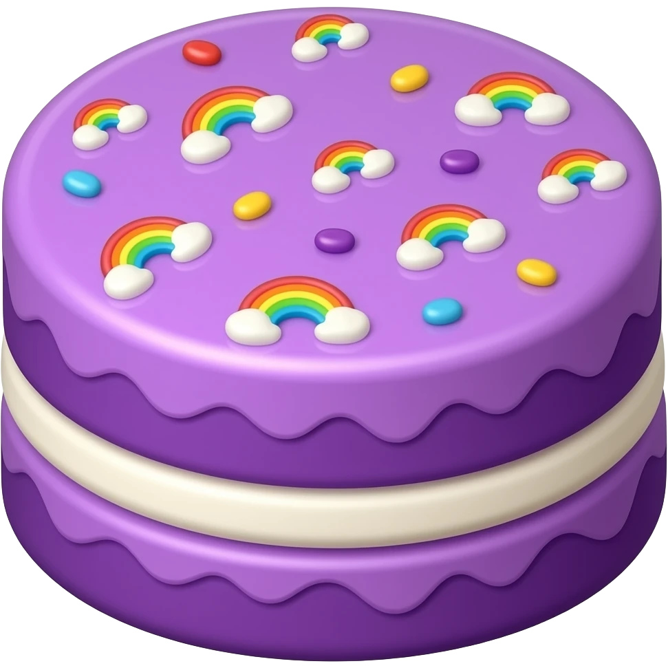 purple cake with round rainbow sprinkles emoji
