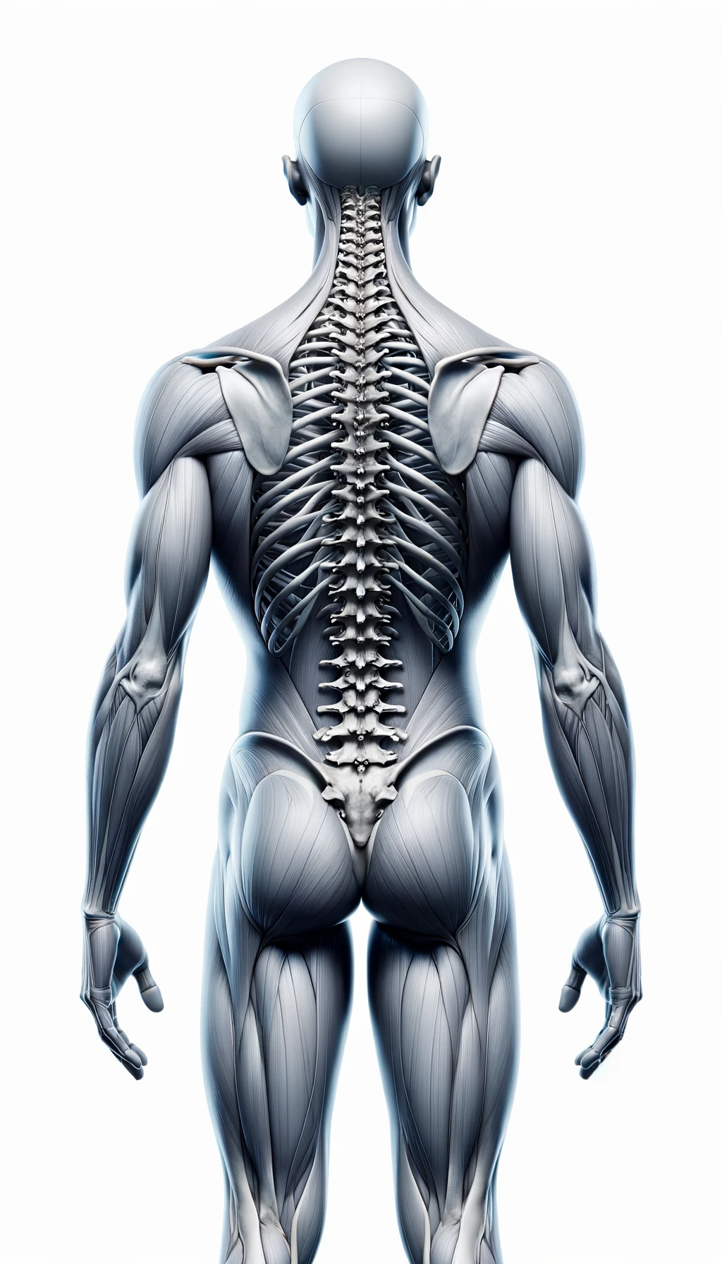 corpo umano anatomico perfettamente dritto in posa frontale, postura perfetta, spina dorsale in evidenza, ISOLATO SU SFONDO BIANCO,
 iperrealistico 4k emoji