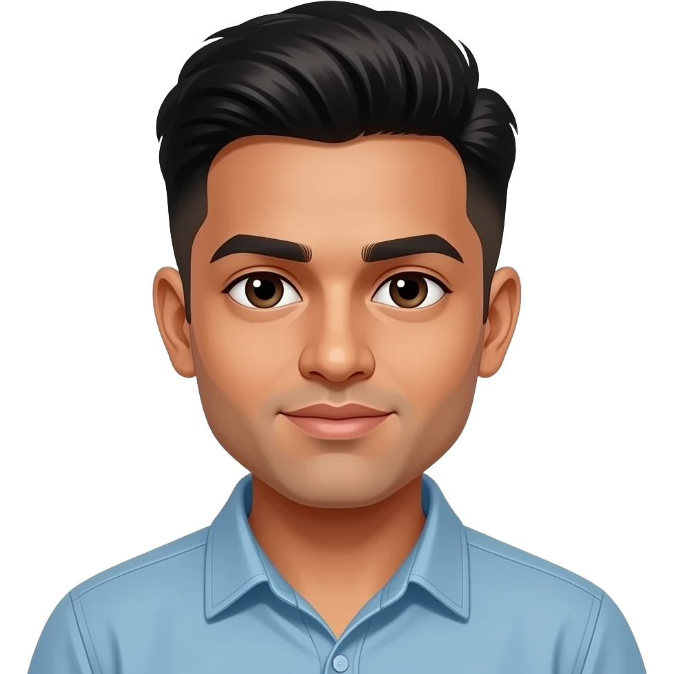 25 year old indian man fade hair cut closed lips emoji