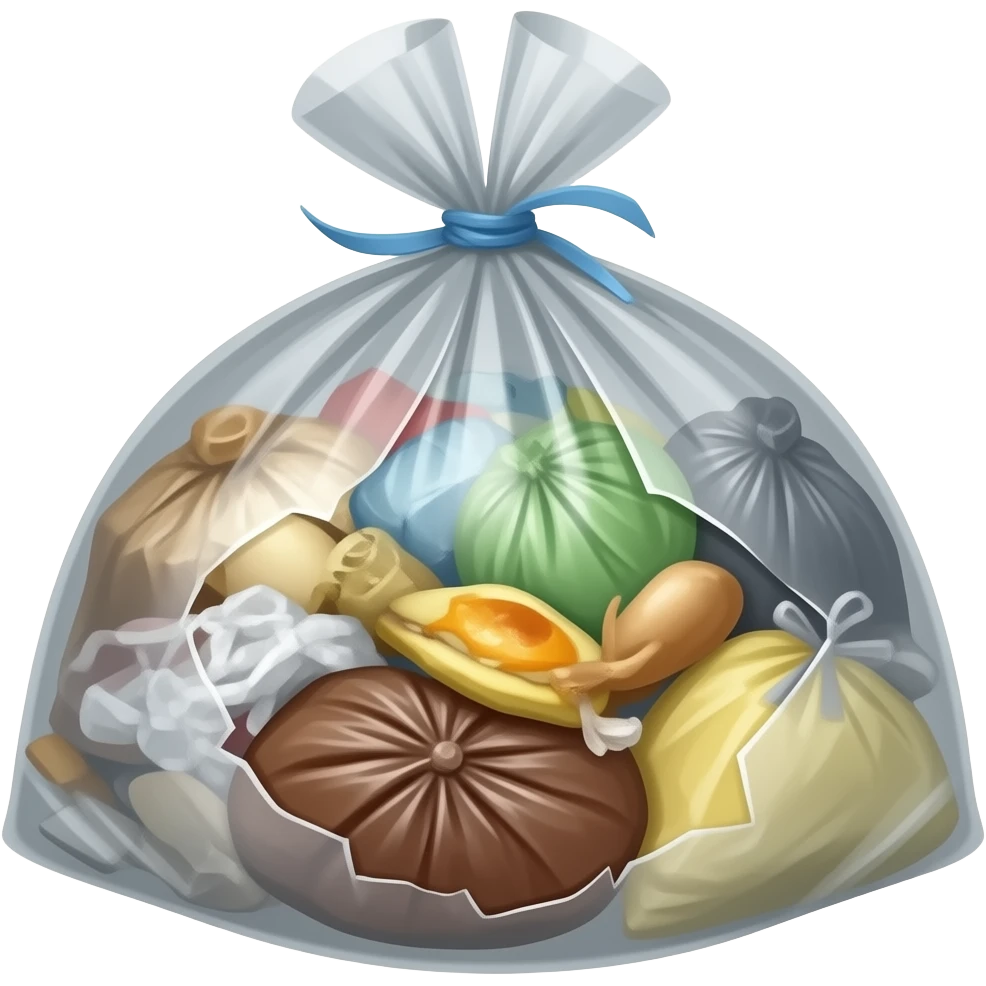 sac poubelle éventré ouvert avec déchets emoji