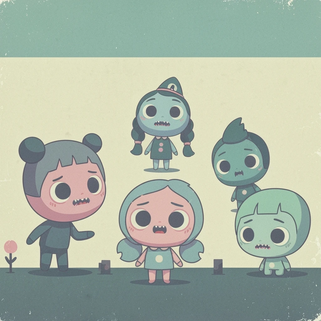pastel horror banner, cute, expressive, minimal, variation 1 emoji
