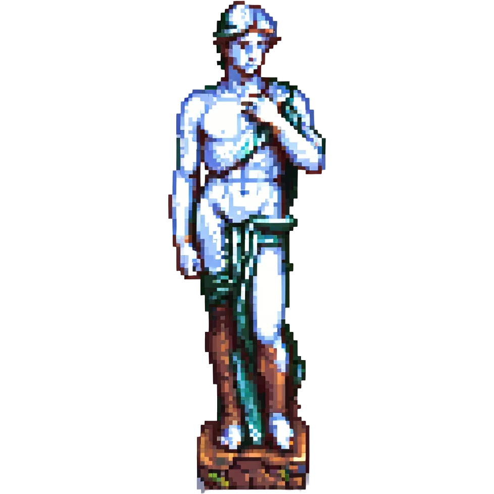 Michelangelo's statue of David looking sad, no skin color tones emoji