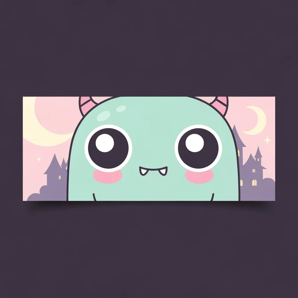 pastel horror banner, cute, expressive, minimal, variation 1 emoji