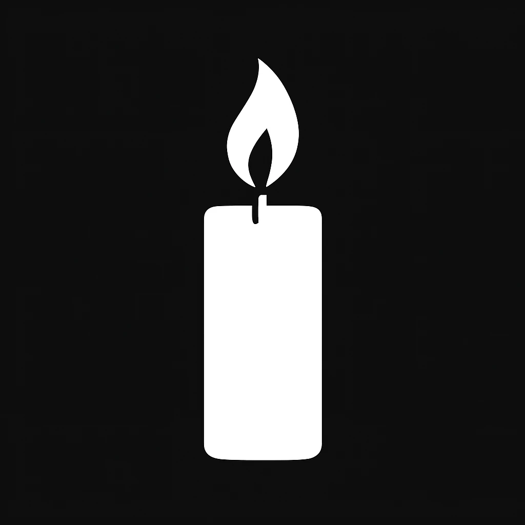 white Vector minimalistic and elegant icon of candle shape, black solid background emoji