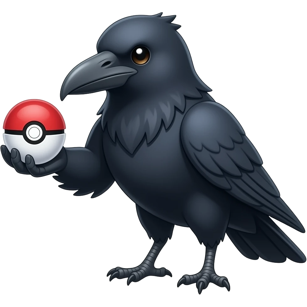 Raven holding pokeball emoji