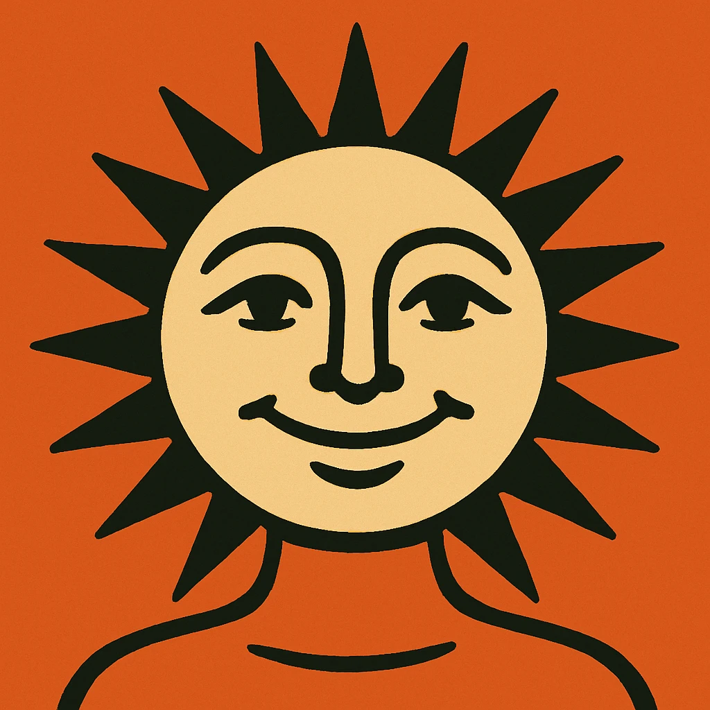 a smiling sun with rays emoji