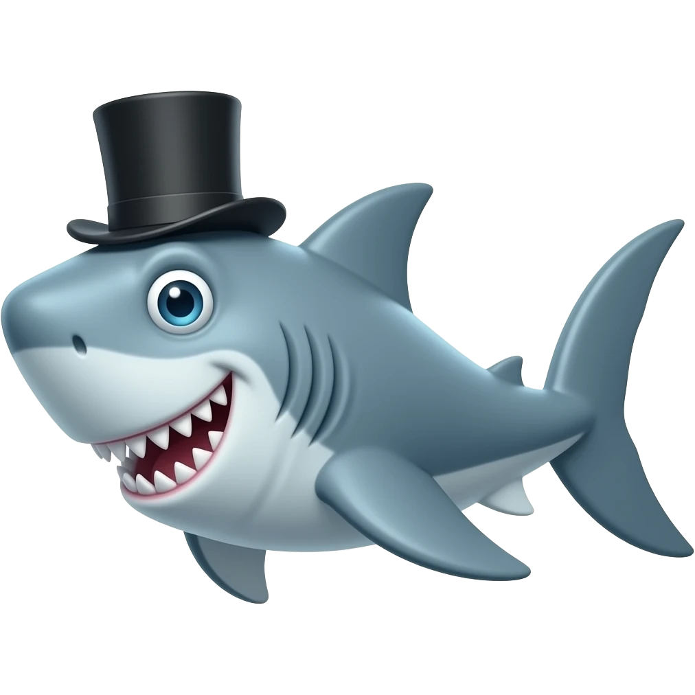Shark with a top hat emoji