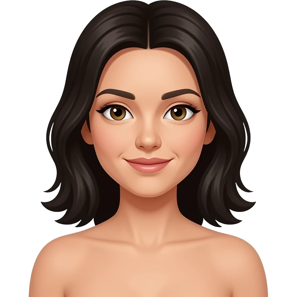 Naked Woman with dark hair highlights emoji