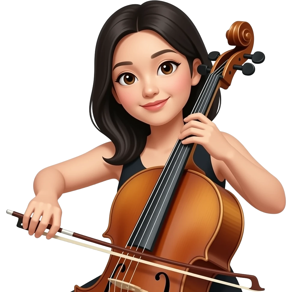 asian woman playing cello emoji