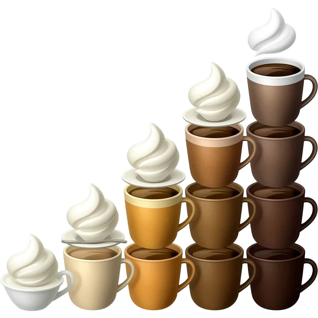 Hedonian scale of coffee cups emoji