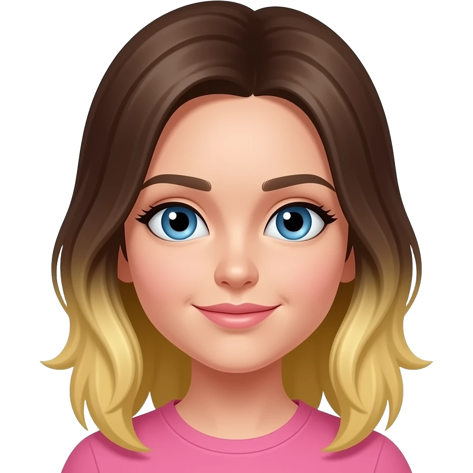 Brown Hair ends blonde hair blue eyes girl emoji emoji