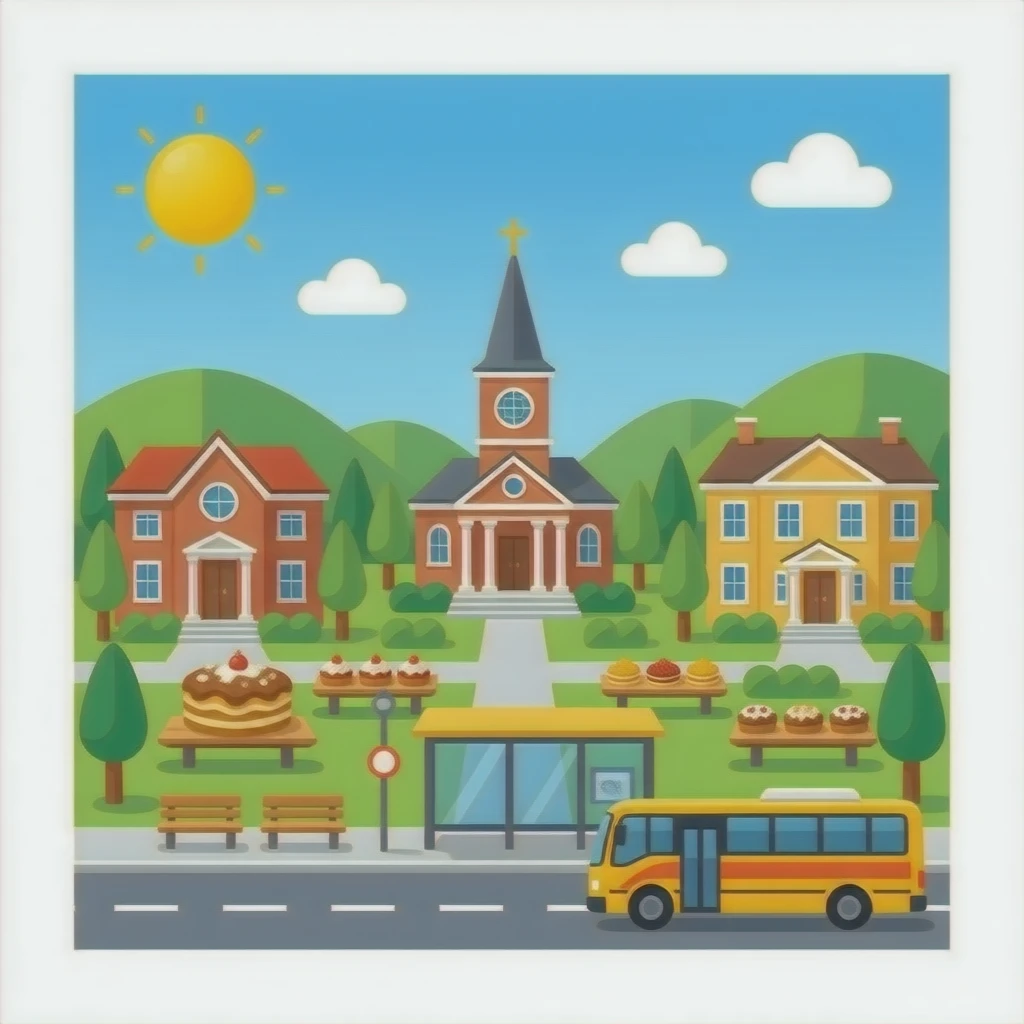 cafetería, panadería, ayuntamiento, iglesia, colegio, universidad, parada de autobús emoji