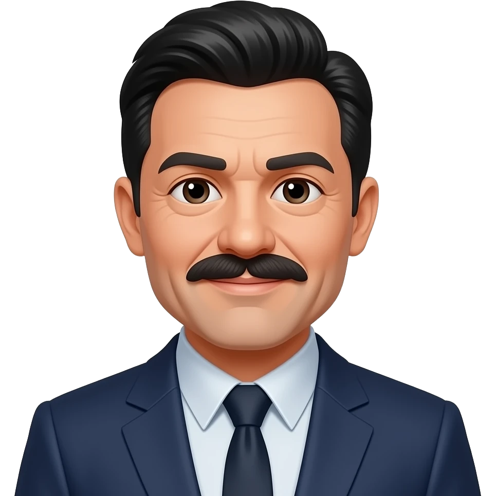 Well groomed older man black hair mustache emoji