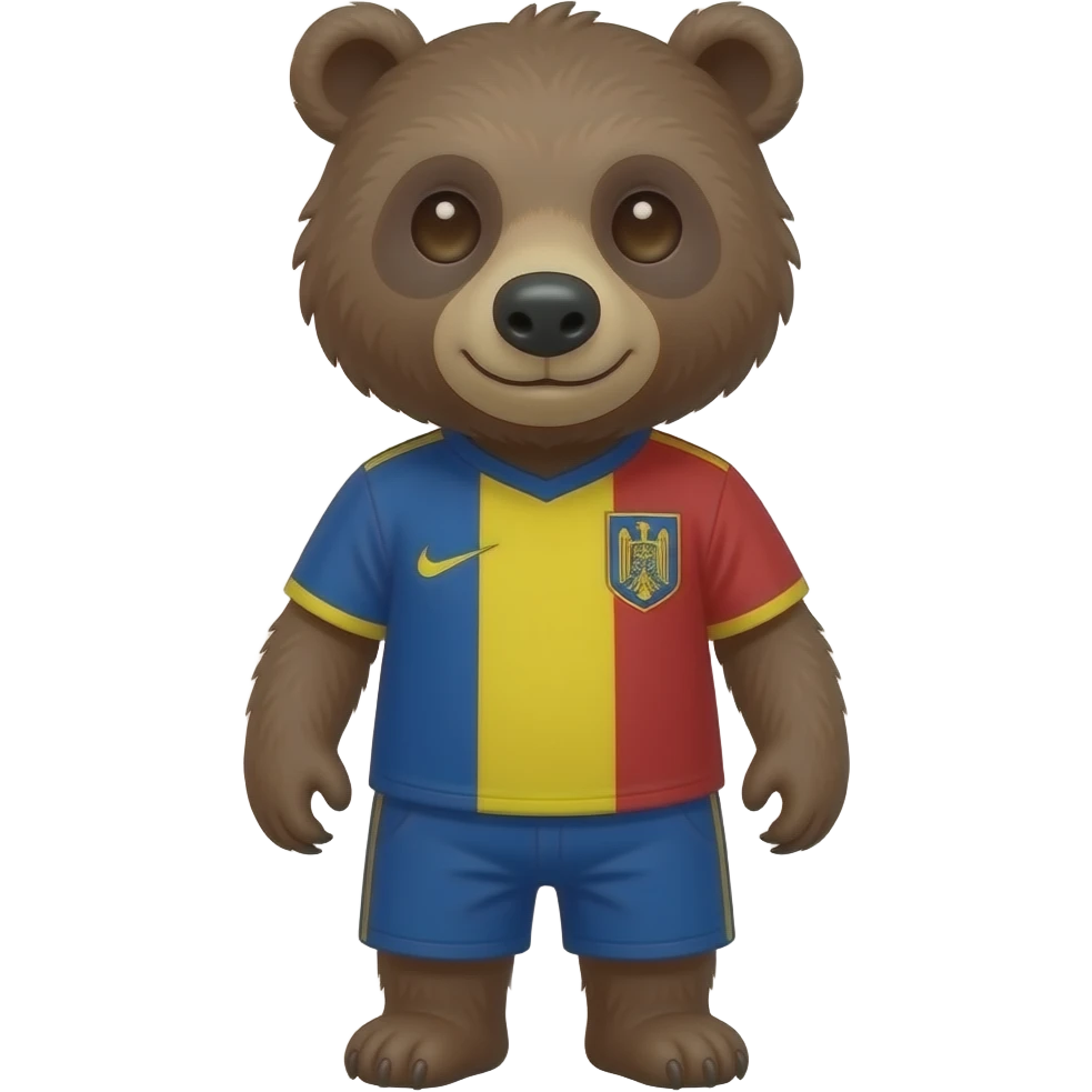 Oso perezoso con los ojos separados con forma de persona con la camiseta de la seleccion de Rumania emoji