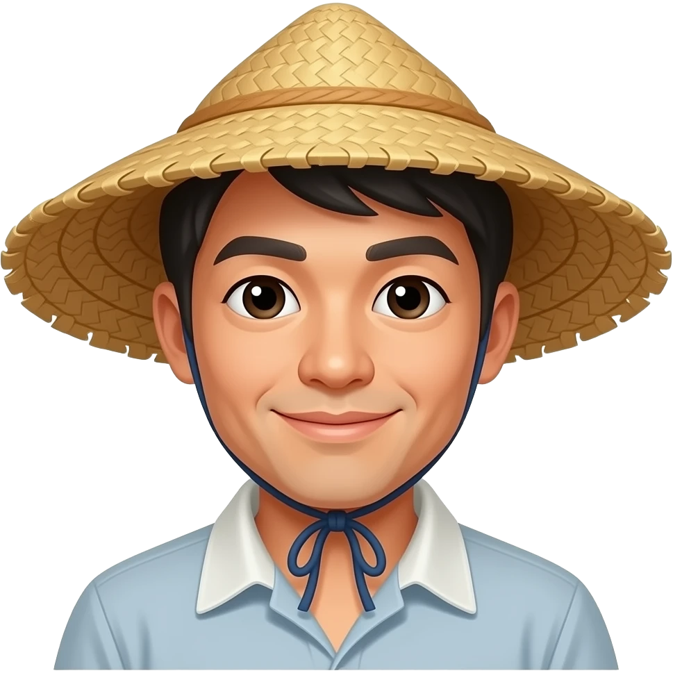 Create a emoji of a verry aisian farmer with a straw rice hat emoji