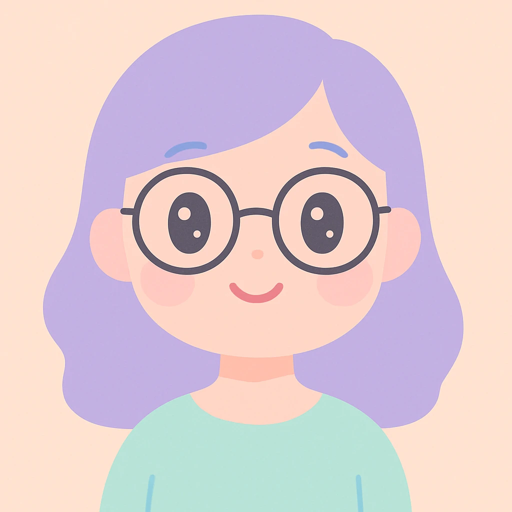 woman wearing glasses, simple and warm illustration style emoji