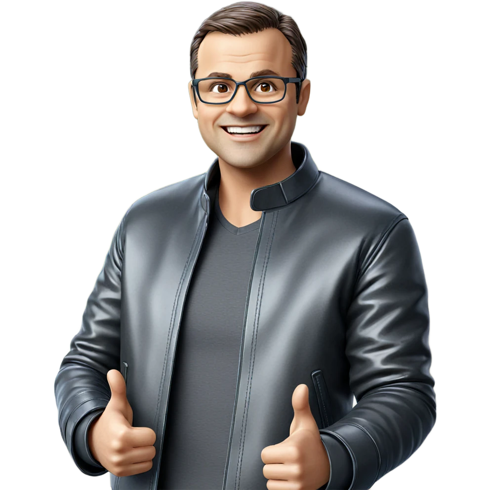 smiling man in leather jacket emoji
