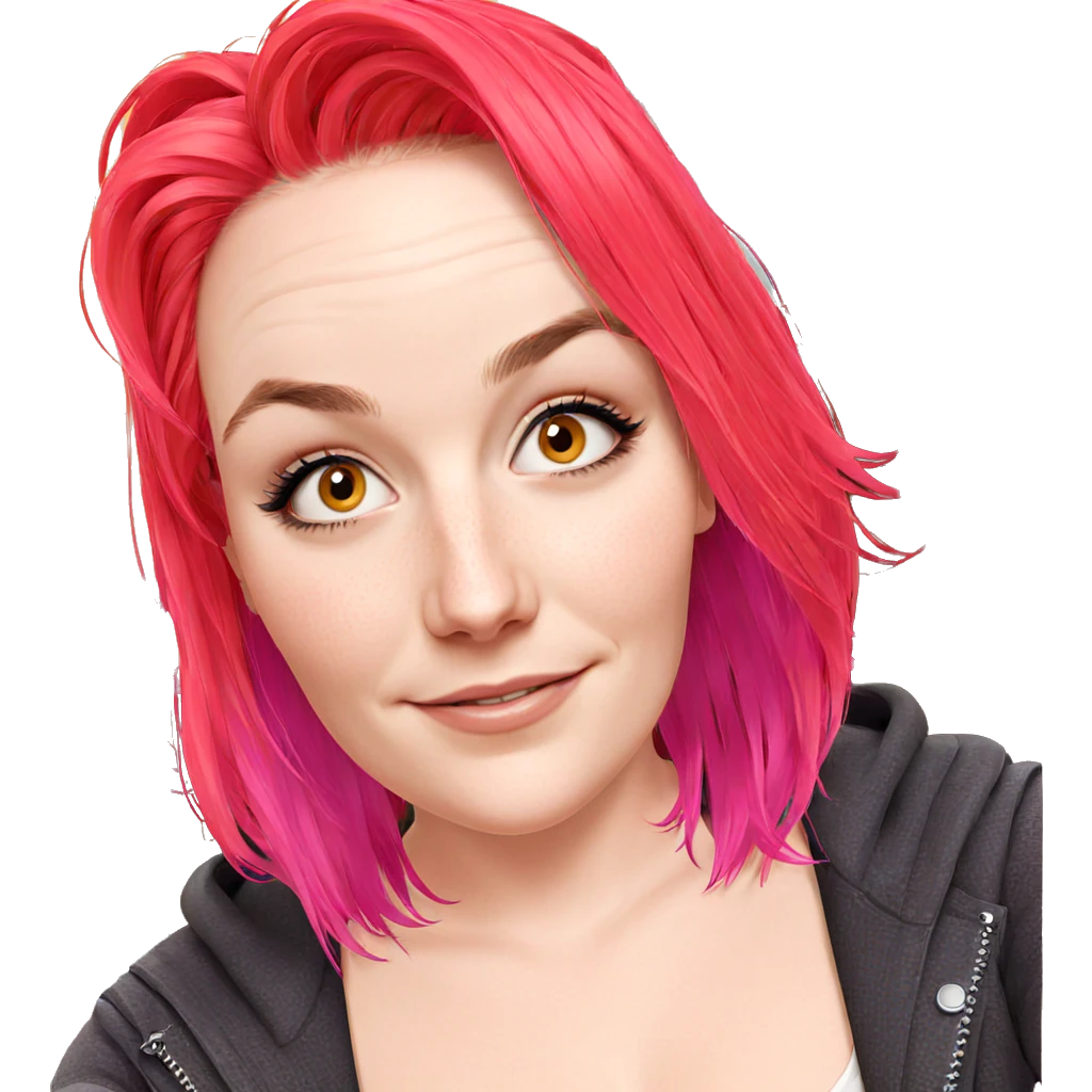 smiling girl with pink hair emoji