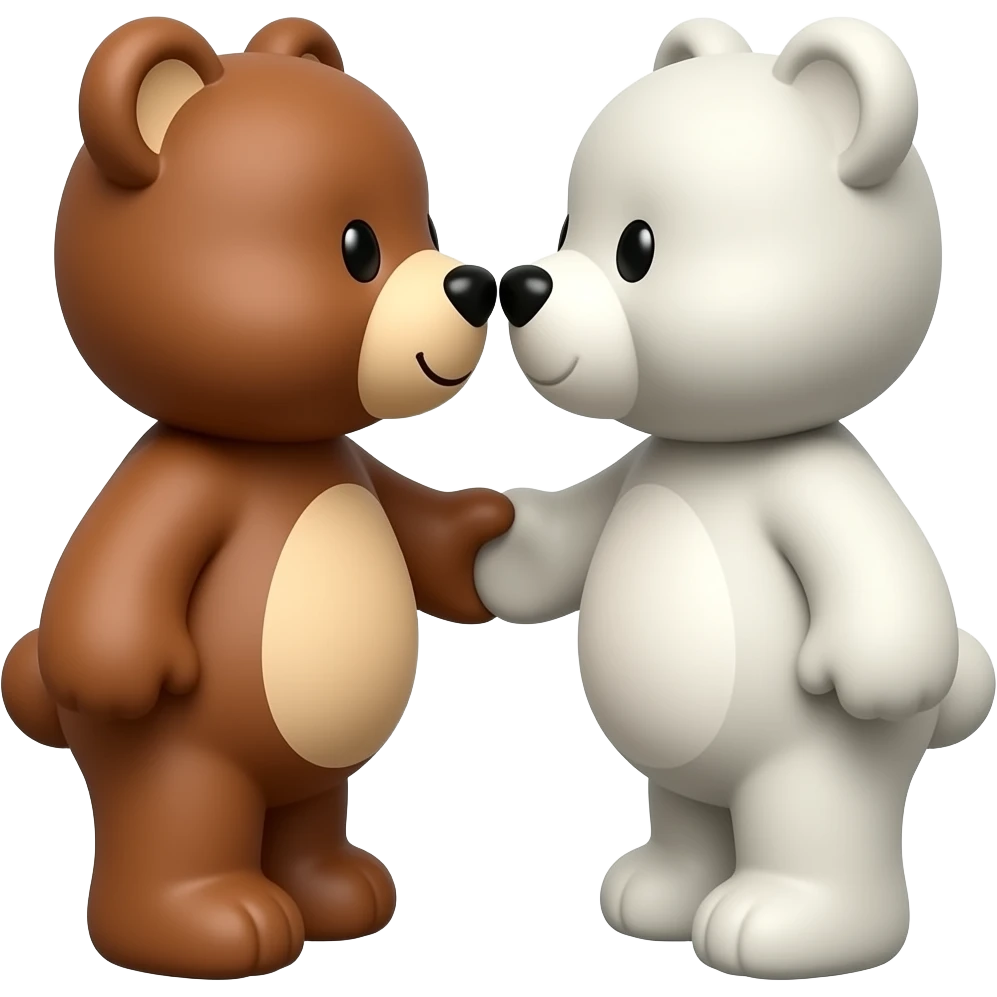 ositos marrón y blanco besándose emoji