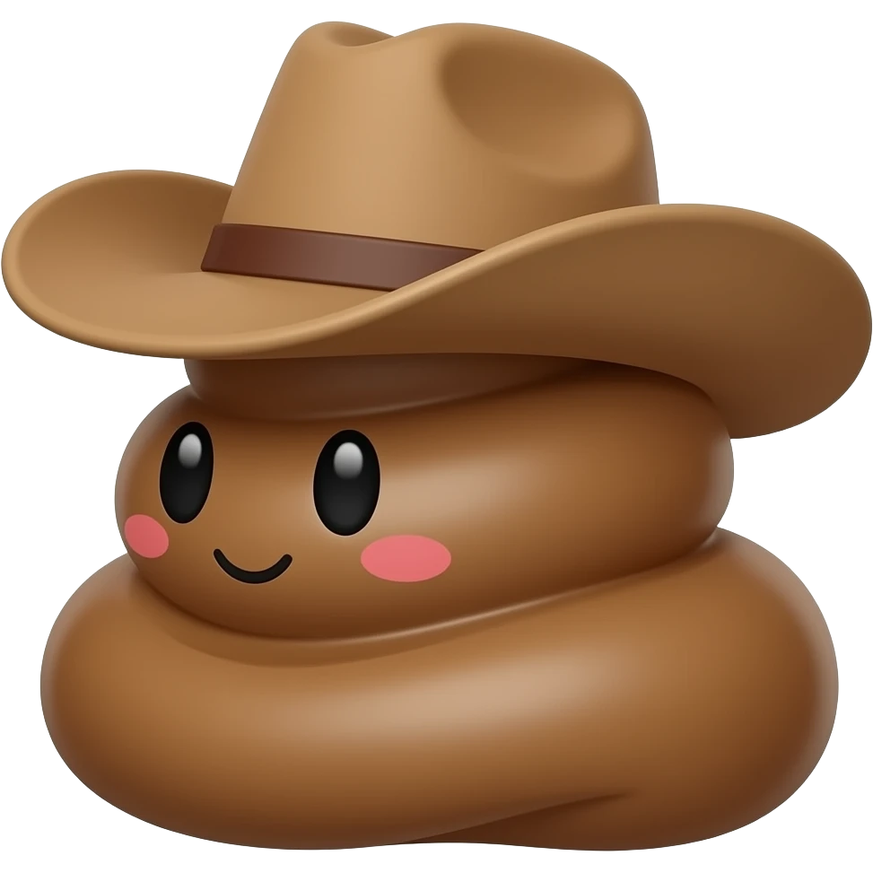 Cute 💩 with cowboy hat on Sideways emoji