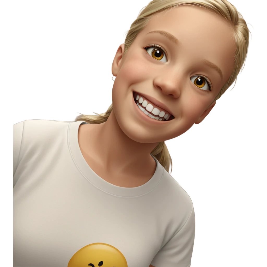 smiling girl in white shirt emoji