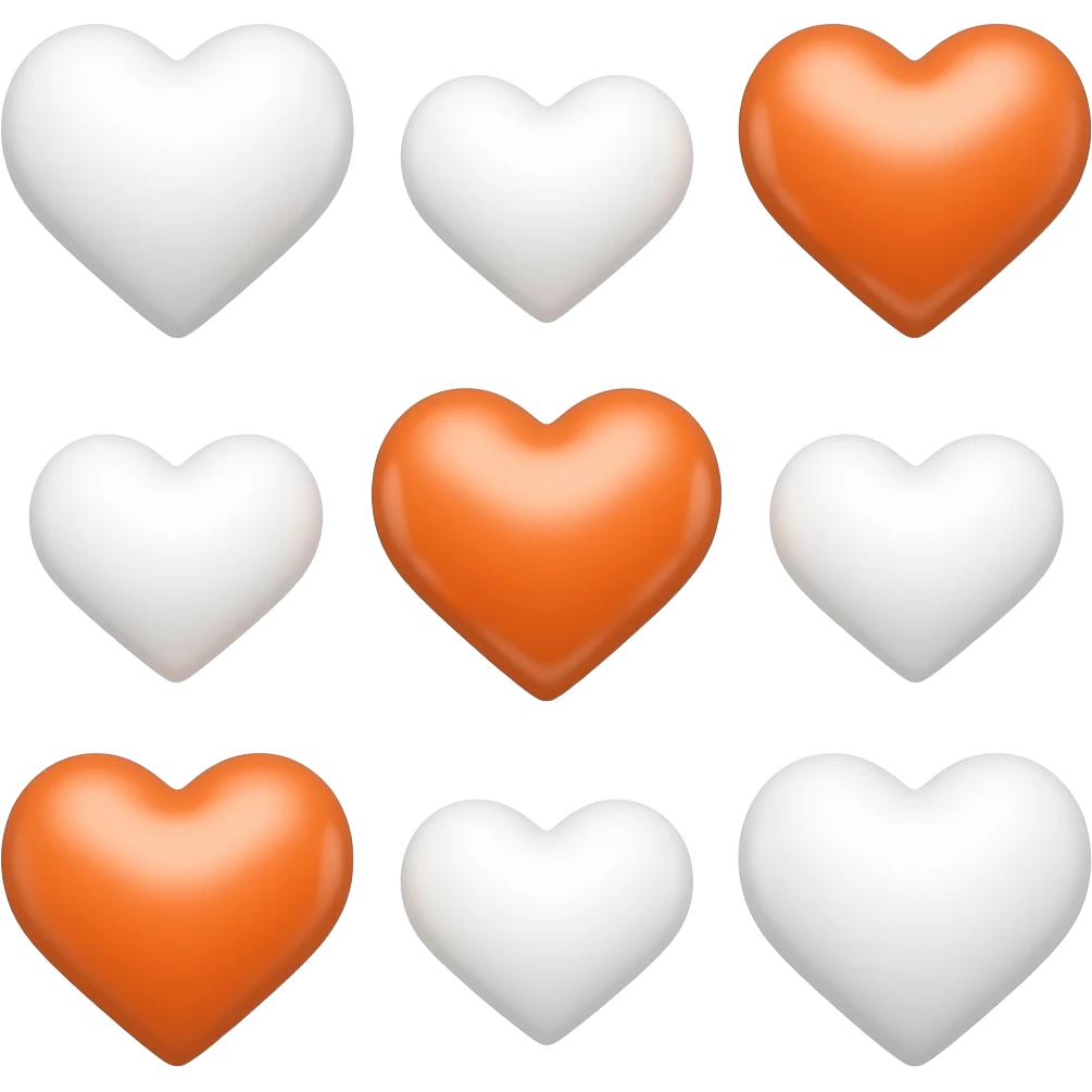 5 Small orange hearts and white hearts randomly going up into the air emoji