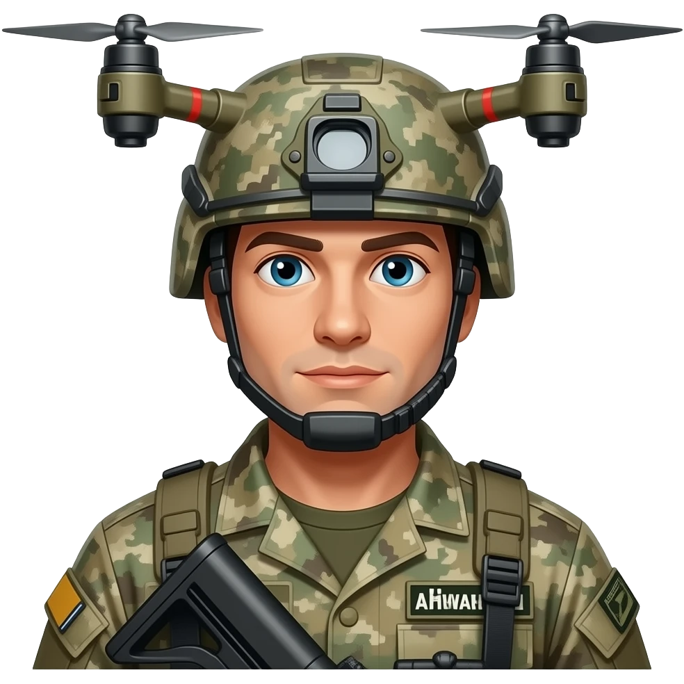 Soldier with a laser destroyed drone emoji
