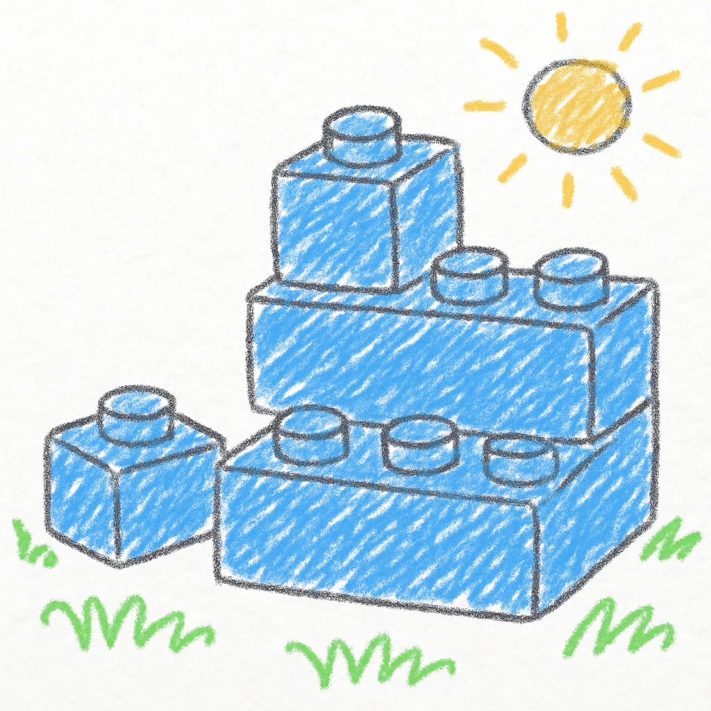 blue building blocks for kids, no letters, minimal, friendly, rounded shapes emoji