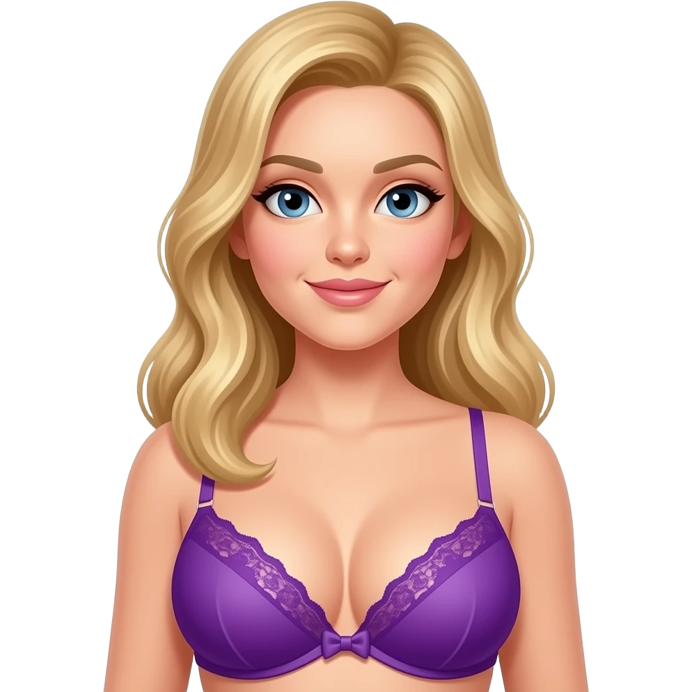 busty blonde wearing revealing purple lingiere emoji