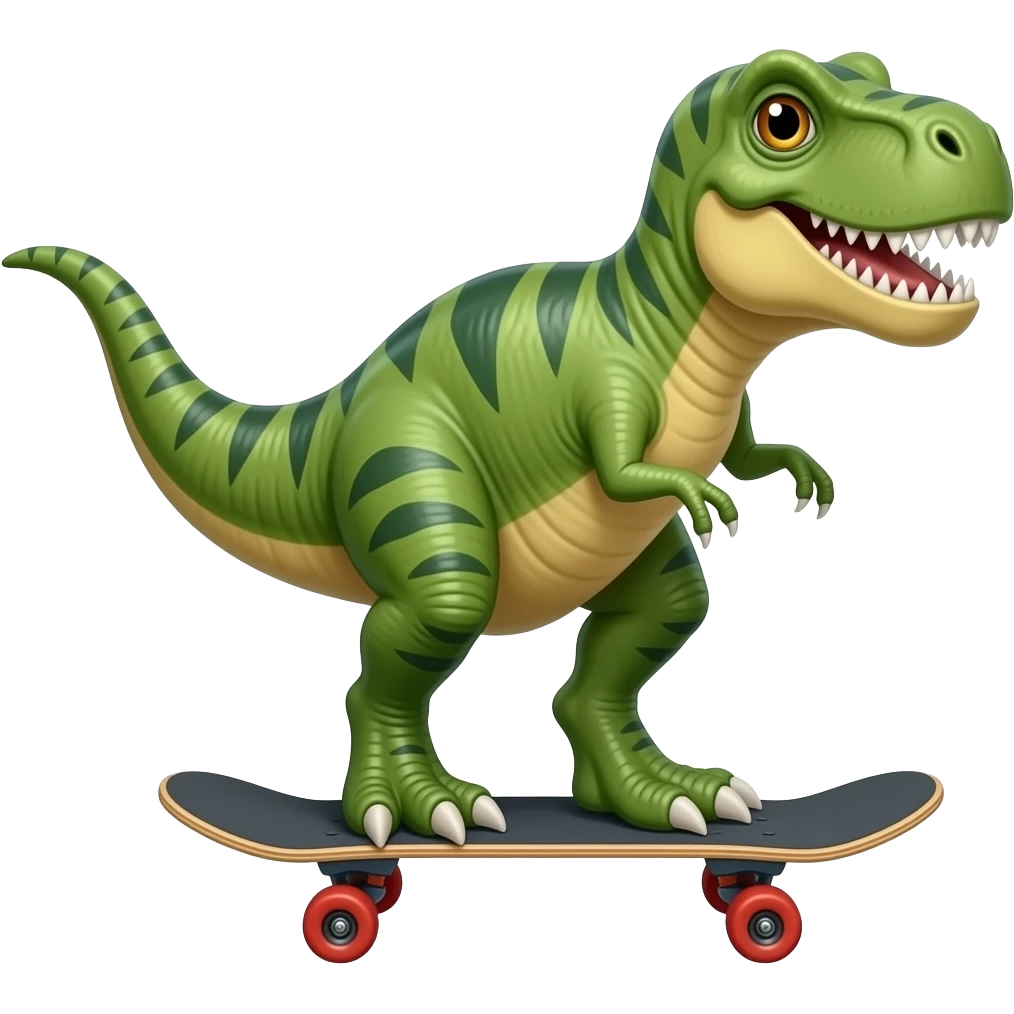 Dinosaur on a skateboard emoji