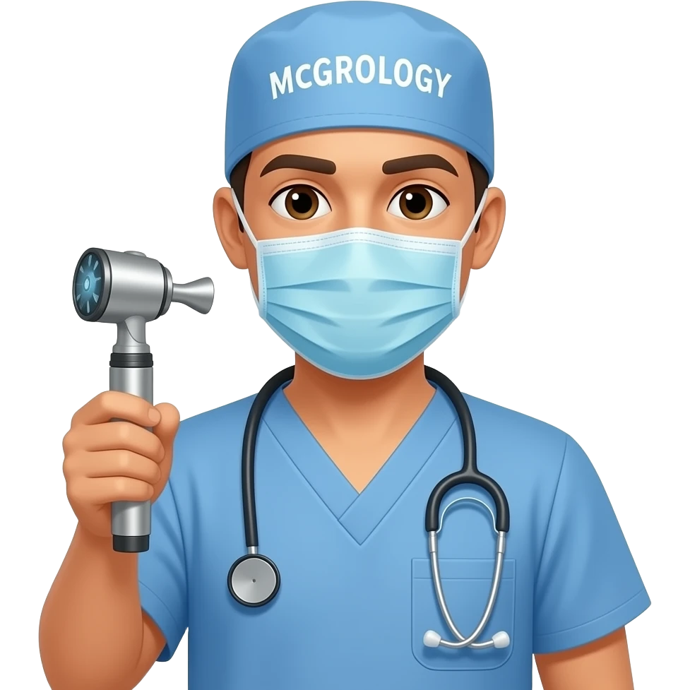 Anesthesiology Doctor with Scrub hand and specialty written on hat holding Mcgrath video laryngoscope emoji