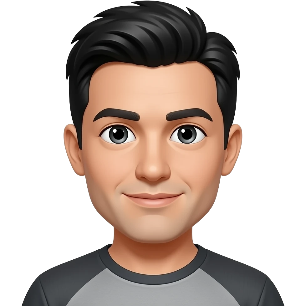 man with black hair and white skin with the whole black eye emoji